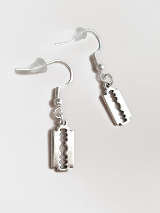 Silver blade earrings