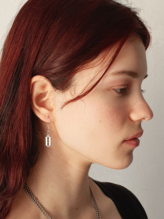 Silver blade earrings