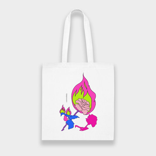 ROSE ON FIRE tote bag